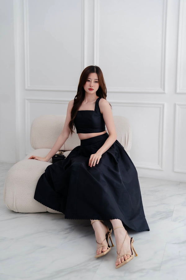 The Olivia Skirt in Black Silk