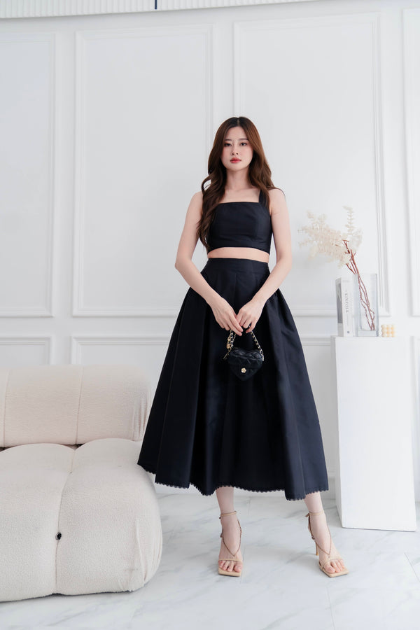 The Olivia Skirt in Black Silk