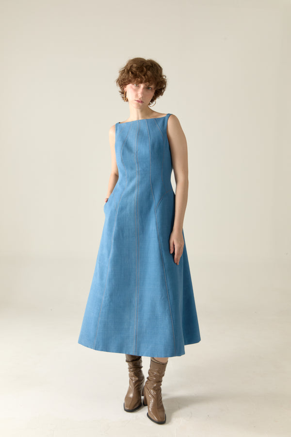 The Amilie Dress in Indigo