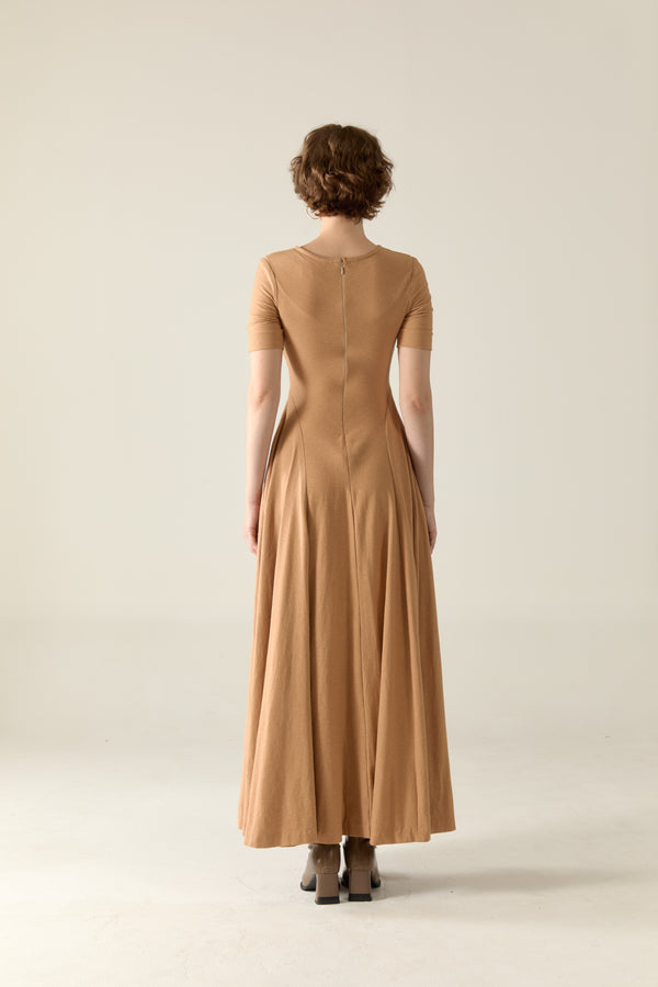 Kendall Maxi Dress in natural cotton - Mocha