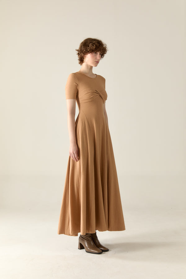 Kendall Maxi Dress in natural cotton - Mocha