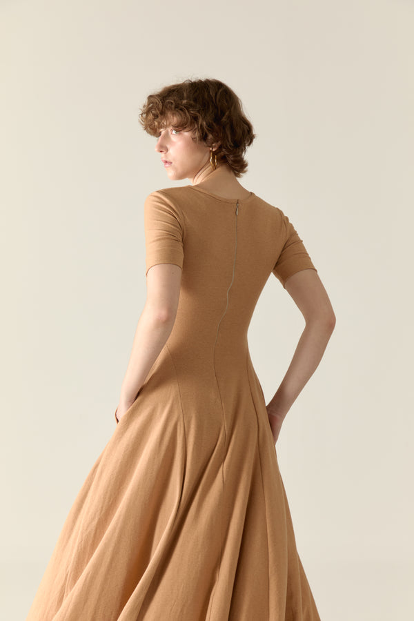 Kendall Maxi Dress in natural cotton - Mocha