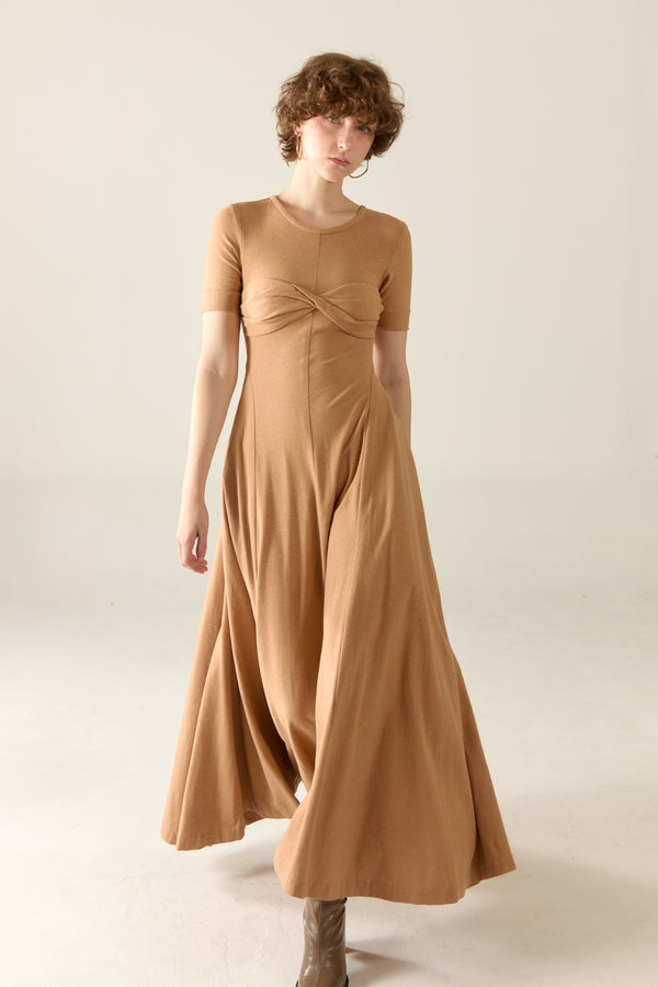 Kendall Maxi Dress in natural cotton - Mocha