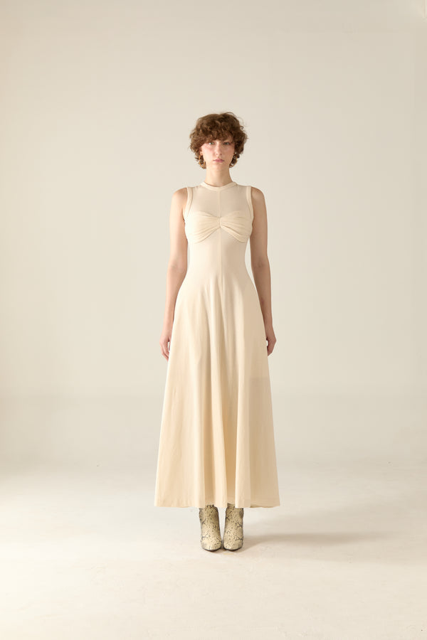 Tegan Maxi Dress in natural cotton - Milk