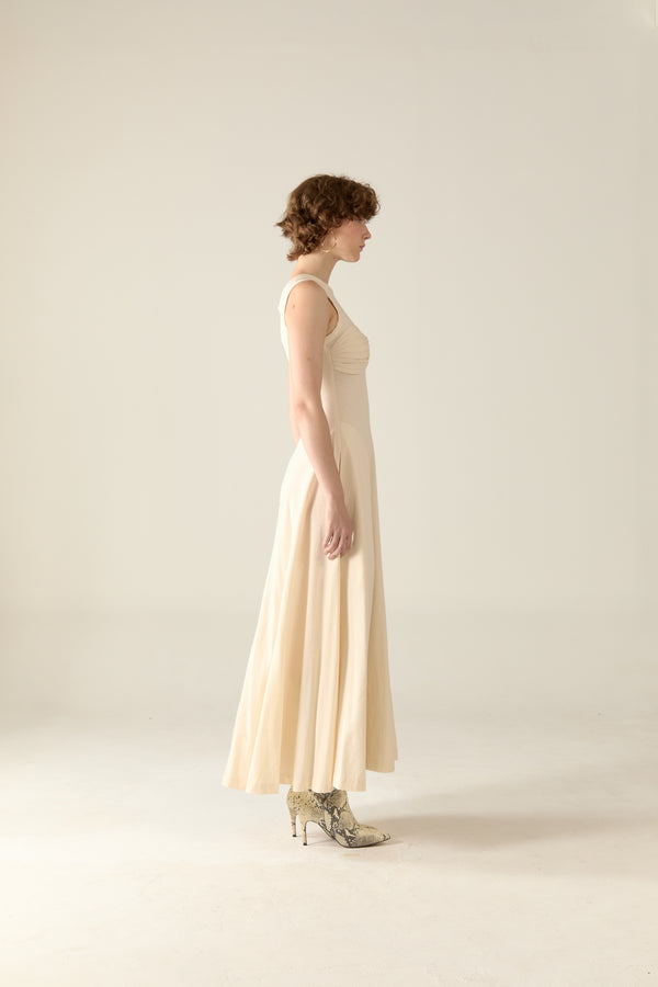 Tegan Maxi Dress in natural cotton - Milk