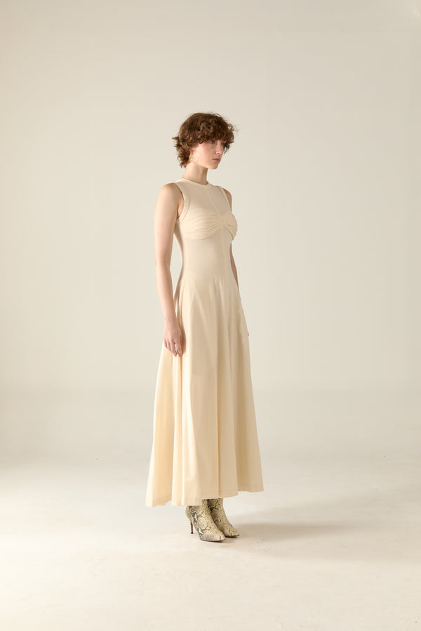 Tegan Maxi Dress in natural cotton - Milk