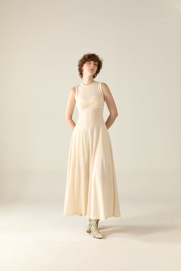 Tegan Maxi Dress in natural cotton - Milk