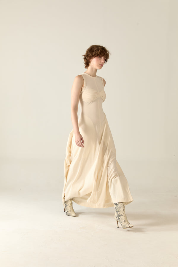 Tegan Maxi Dress in natural cotton - Milk