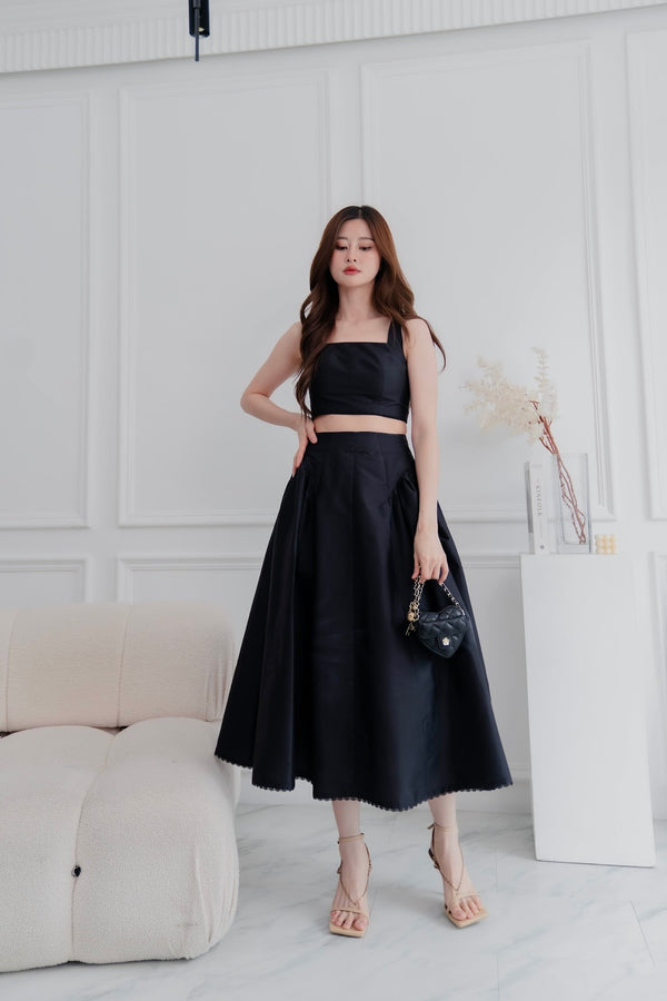 The Olivia Skirt in Black Silk