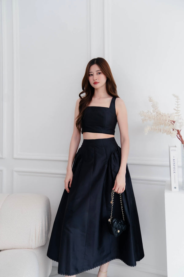 The Olivia Skirt in Black Silk