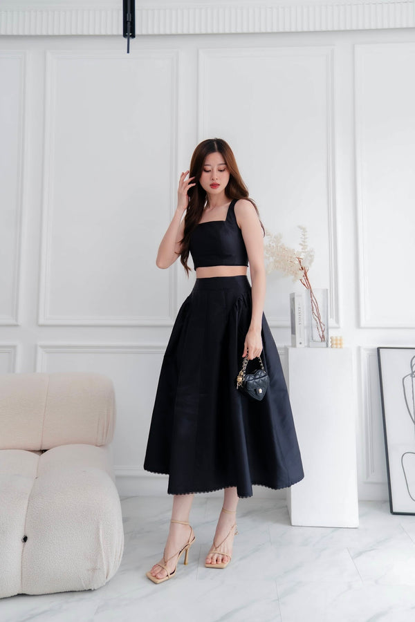 The Olivia Skirt in Black Silk