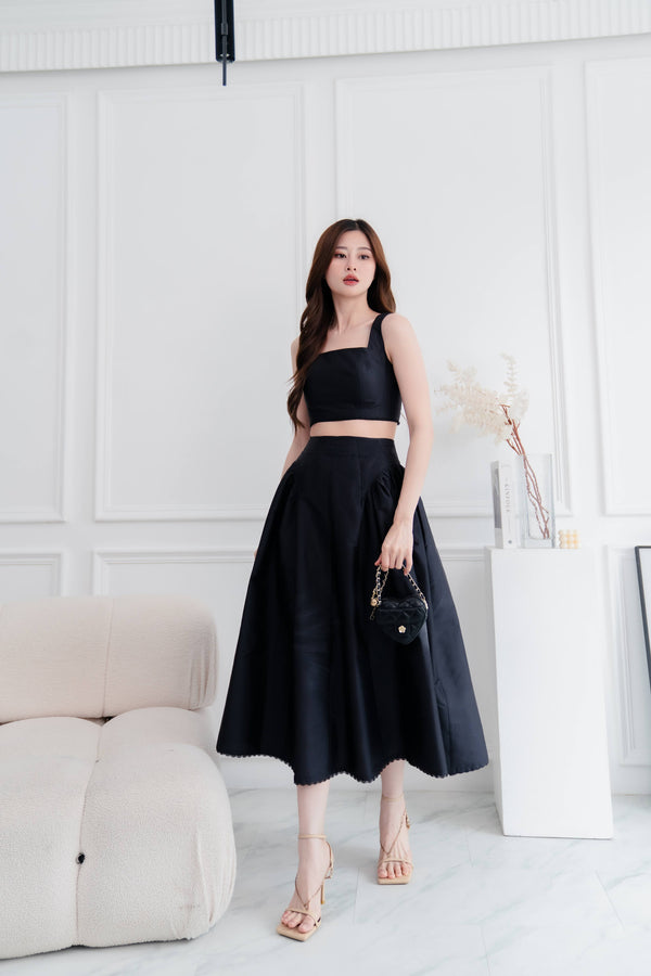 The Olivia Crop Top in Black Silk