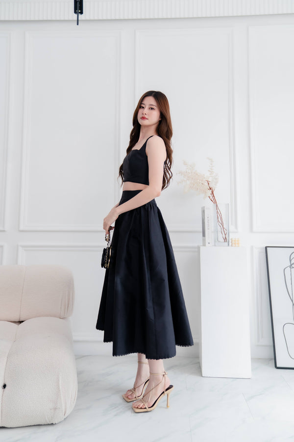 The Olivia Skirt in Black Silk