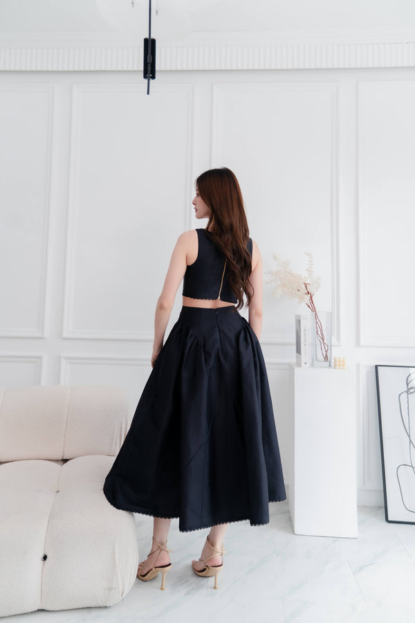 The Olivia Crop Top in Black Silk