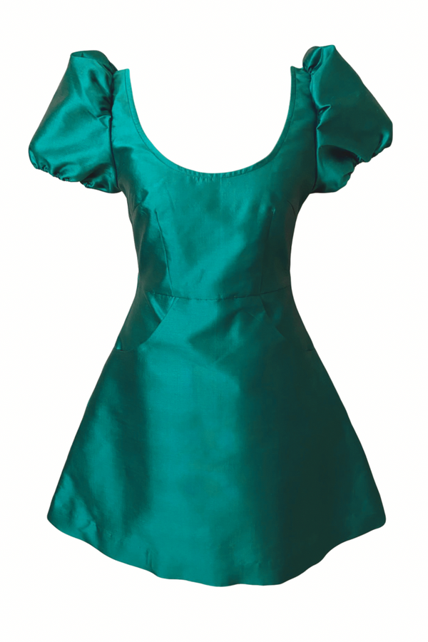 The Cleo Mini Dress in Emerald Green
