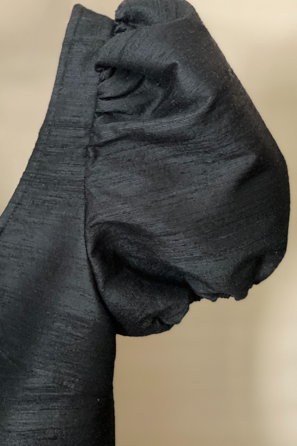 The Cleo Mini Dress in Hand-reeled Black Silk
