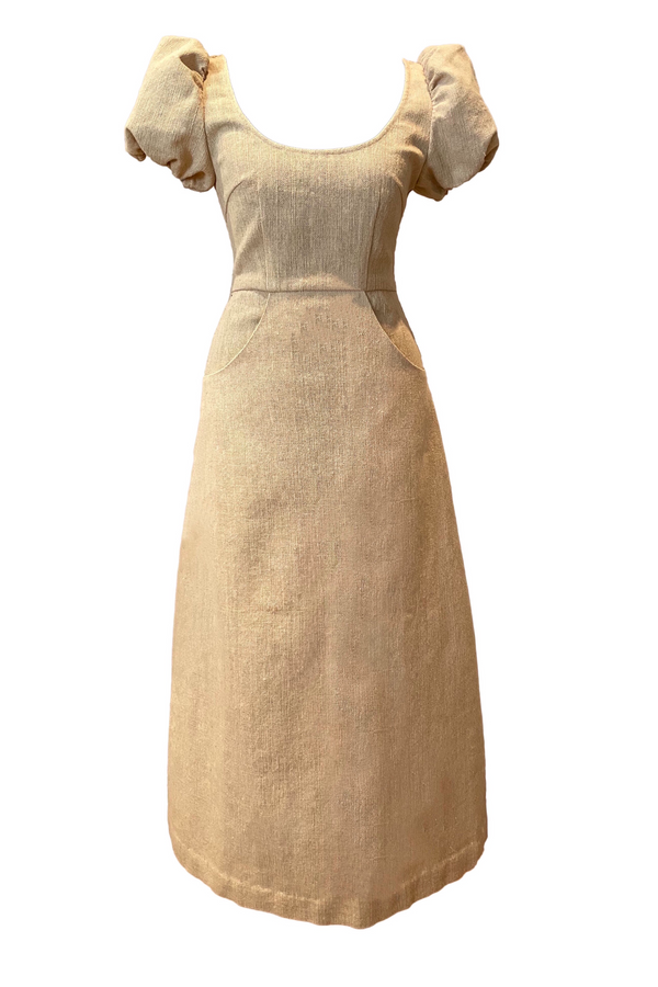 The Praya Midi Dress in natural cotton - Sand