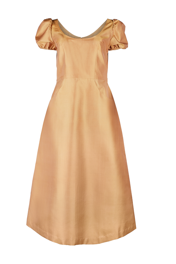 The Praya Midi Dress in Mulberry Silk - Gold