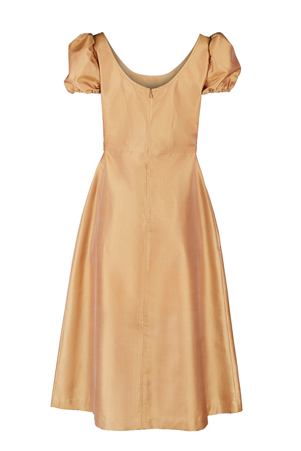 The Praya Midi Dress in Mulberry Silk - Gold