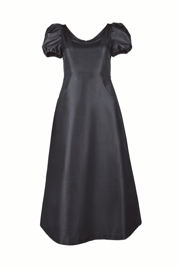 The Praya Midi Dress in Mulberry Silk - Black