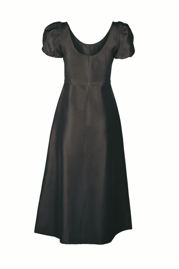 The Praya Midi Dress in Mulberry Silk - Black
